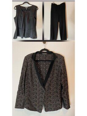St. John Collection 3 Pc Pants Suit Jacket Blazer Sleeveless Top & Pants Size 14